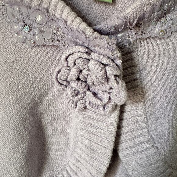 Vintage Knit Capelet Womens MEDIUM Sequin Lace Boho Cottagecore Retro Wedding - Picture 2 of 8